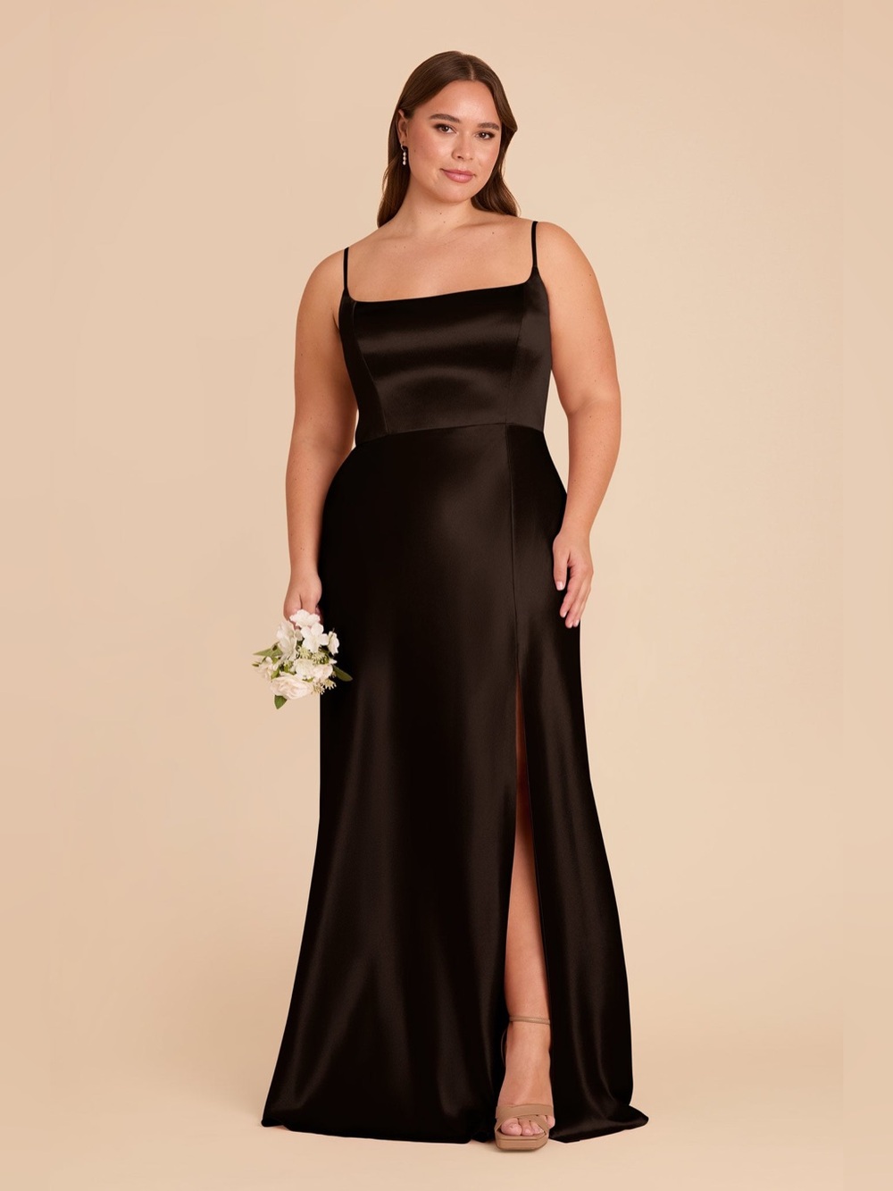 BIRDY GREY Mai Dress Maxi Length Shiny Satin in Black Size XXL